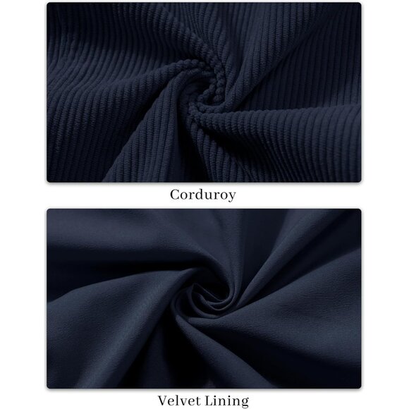 Women Navy Corduroy Cropped Shacket Button Down Long Sleeve Casual Coat - Picture 6 of 6